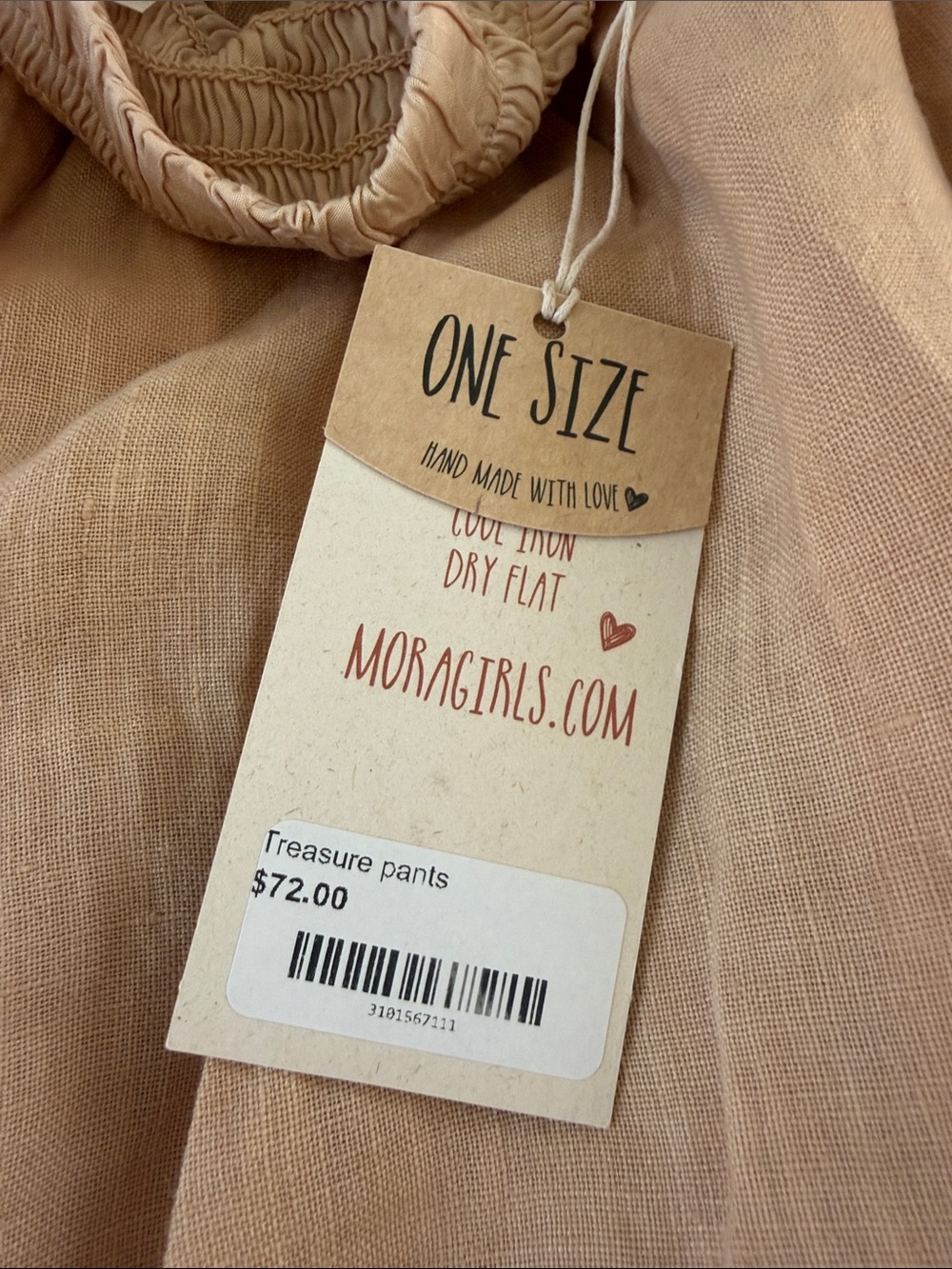 Smocked-Waist Wide Leg Pants in Light Beige - Picture 3 of 3